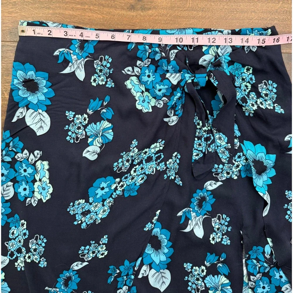 Free People Sunray Sarong Skirt Blue Floral Women Size 12 NWOT